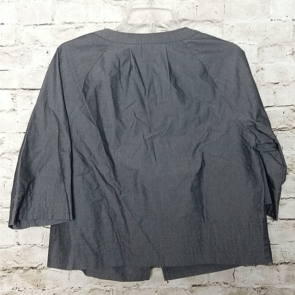 Cardigan Jacket Size 12 Pockets Gray Full Zip Three Quarter Sleeve Stretch REQ - Picture 4 of 4